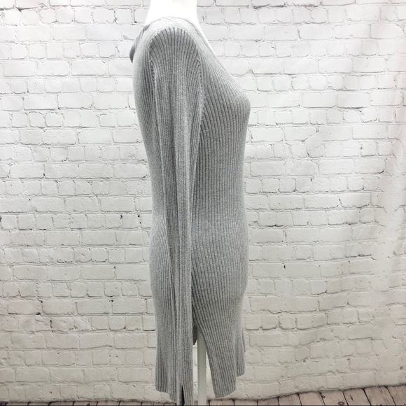 John and Jenn V Neck Ribbed Sweater Dress Size Medium Gray Bodycon - Picture 4 of 9